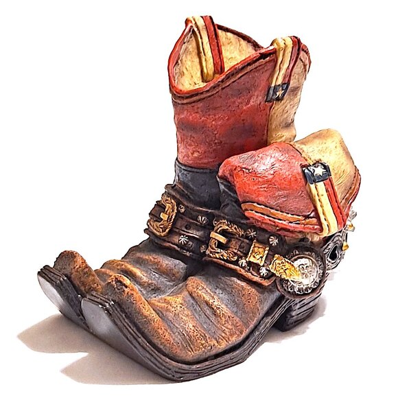 🤠 Western Cowboy Boot Ceramic Figurine – Rustic Home Décor Accent - Picture 2 of 8